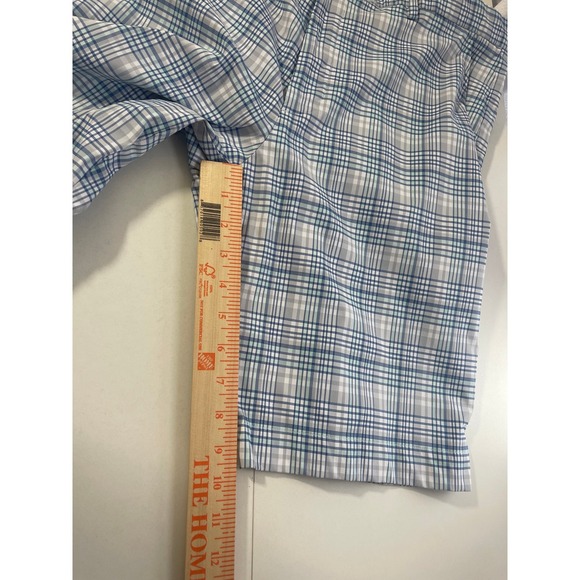 Greg Norman Mens Blue Grey Plaid Golf Shorts Size 36 Performance Flat Front - Picture 5 of 5